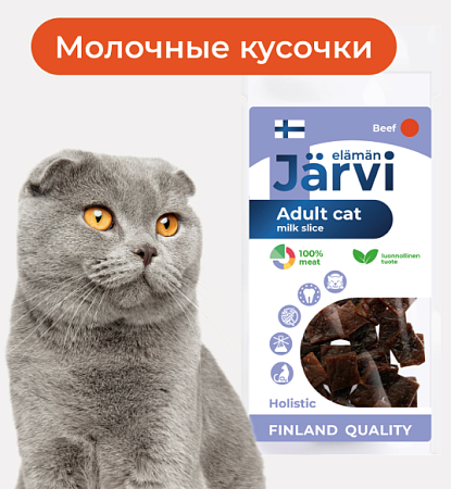 Купить jarvi вяленое лакомство молочные кусочки из говядины для взрослых кошек всех пород