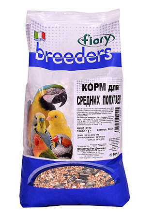 Купить fiory сухой корм для средних попугаев "breeders"