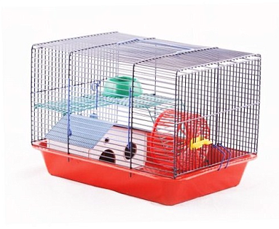 ВАКА Крепыш 2 клетка для джунгариков с домиком, миской и колесом