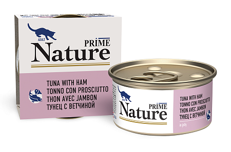 Купить prime nature Влажный корм для кошек с тунцом и ветчиной в желе