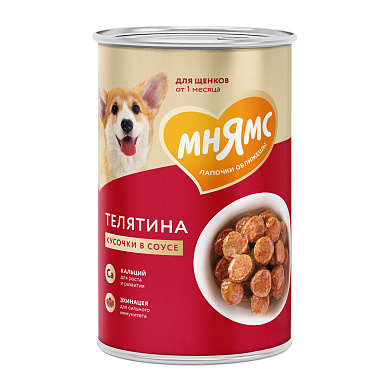 Мнямс консервы для щенков "правильное развитие" (в соусе с телятиной)