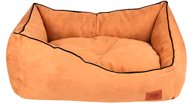 ZOOexpress Classic №2 лежанка пухлик косая для кошек и собак, искусственная замша, бежевая