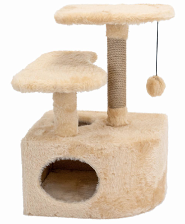 Купить yami yami  Домик-когтеточка "Либи" угловой со ступенькой для кошек (столбик джут), бежевая