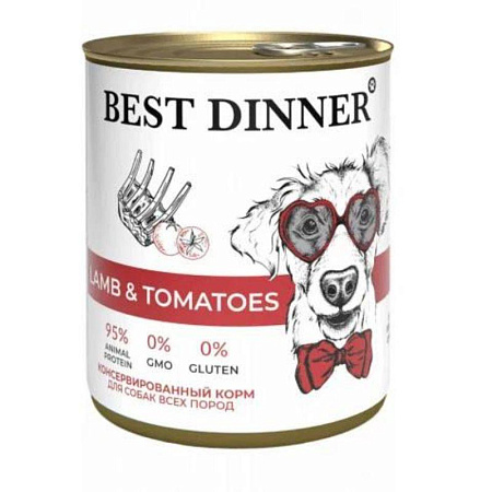 Купить best dinner super premium консервы для взрослых собак и щенков с ягненком и томатами