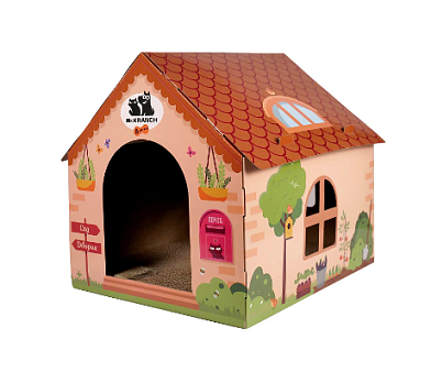 Mr.Kranch когтеточка-домик для кошек из картона с кошачьей мятой, бежевая