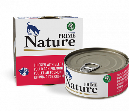 Купить prime nature Консервы для собак курица с говяжьим легким в бульоне