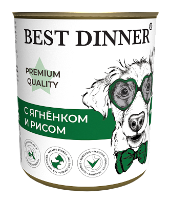 Best Dinner Premium Меню №5 консервы для собак и щенков с ягненком и рисом 