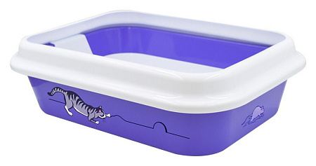 Купить zooexpress туалет "Мегакис" для кошек с сеткой и рамкой с рисунком