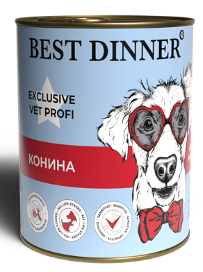 Best Dinner Vet Profi Gastro Intestinal консервы для взрослых собак и щенков с 6 месяцев для профилактики болезней ЖКТ с кониной