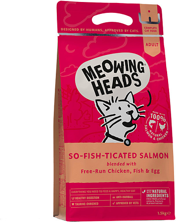 Купить meowing heads корм для взрослых кошек "фиш-гурман", с лососем, курицей и рисом