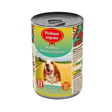 Родные корма консервы для собак, жареха мясная по-двински