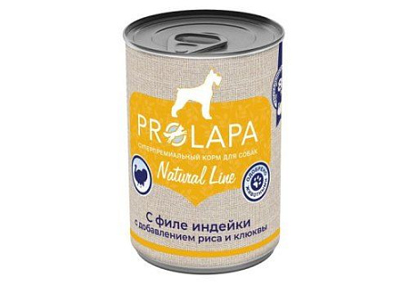 Купить prolapa natural line  консервы для собак с филе индейки, рисом и клюквой 