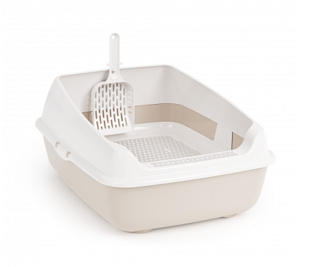 Купить alta Лоток для кошек c высоким бортиком, сеткой и совком, бежевый