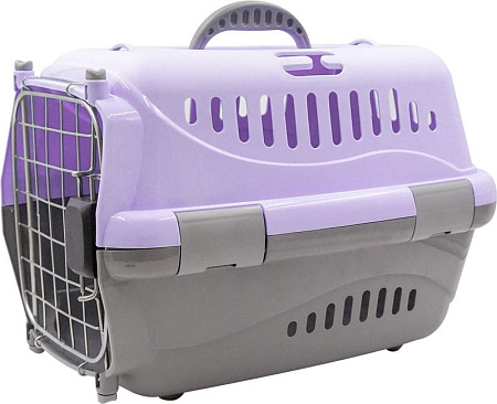 Купить zooexpress переноска для собак и кошек "Турне" Авиа с металлической дверцей, фиолетовая