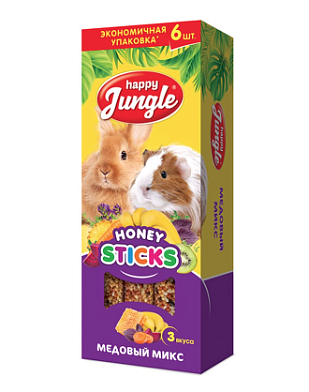 HAPPY JUNGLE Лакомство для грызунов крупных пород микс из меда