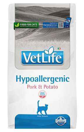 Купить farmina vet life cat hypoallergenic pork & potato сухой диетический корм для взрослых кошек при пищевой аллергии, со свининой и картофелем