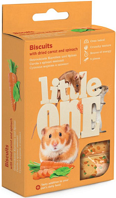Little One лакомство для грызунов Бисквиты с морковью и шпинатом