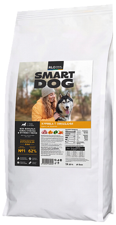 Купить smart dog сухой корм для взрослых собак средних и крупных пород с курицей и овощами
