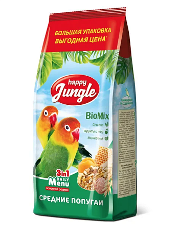 Купить happy jungle сухой корм для средних попугаев