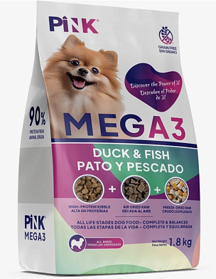 Pink Mega 3 сухой корм для собак всех пород, с уткой и лососем, 3 гранулы