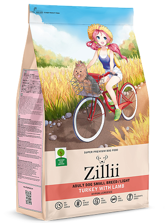 Купить zilli сухой корм для взрослых собак мелких пород с лишним весом Индейка с Ягненком
