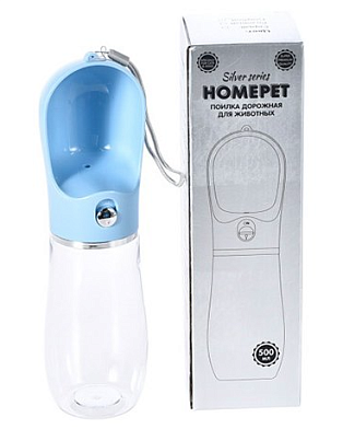 Homepet Silver Series поилка пластиковая дорожная для собак и кошек, голубая