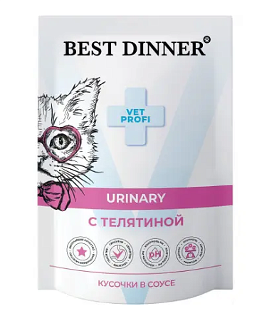 Купить best dinner exclusive vet profi urinary влажный корм для взрослых кошек для профилактики мочекаменной болезни (МКБ), с телятиной, кусочки в соусе (пауч)