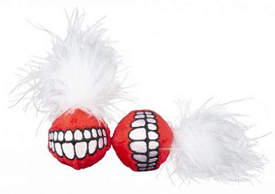 Rogz игрушка для кошек: плюшевые мячики Grinz с кошачьей мятой, красные