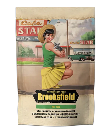 Купить brooksfield kitten veal влажный корм для котят с телятиной в соусе (пауч)