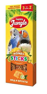 Happy Jungle лакомство для птиц палочки с медом и фруктами 