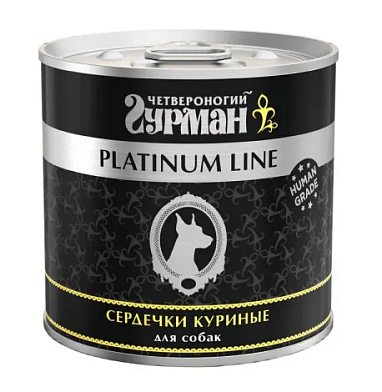 Четвероногий Гурман Platinum line консервы с сердечками куриными в желе для взрослых собак всех пород