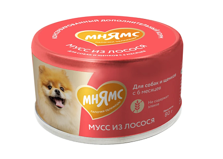 Купить Мнямс консервы для собак и щенков старше 6 месяцев мусс из лосося