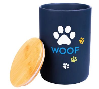 Mr.Kranch WOOF бокс керамический для хранения корма для собак и кошек, черный