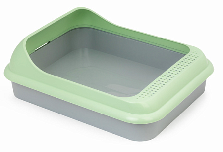 Купить Альта лоток для кошек с бортом "Барсик" зеленый