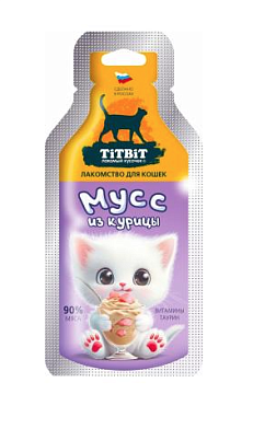 TiTBiT лакомство для кошек мусс из курицы