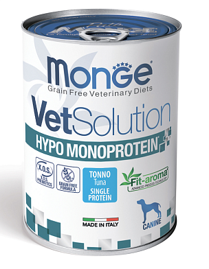Monge VetSolution Dog Hypo Monoprotein Tuna консервы для взрослых собак всех пород с тунцом для снижения реакции пищевой непереносимости