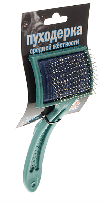 Зооник Пуходерка для кошек и собак большая с каплей средней жесткости пластиковая