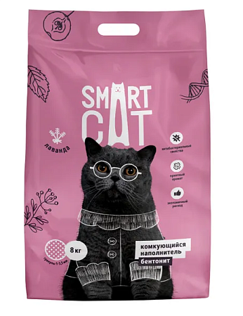 Купить smart cat комкующийся наполнитель для кошек, глиняный с ароматом лаванды