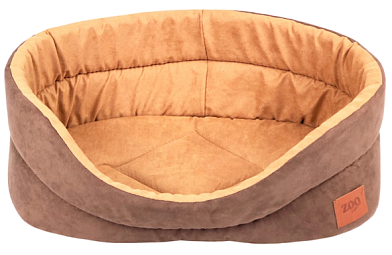 ZOOexpress лежанка для собак и кошек "Classic" искусственная замша, коричневая