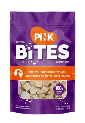 Pink Bites Лакомство сухое для кошек и собак "Кубики из сублимированной утки"