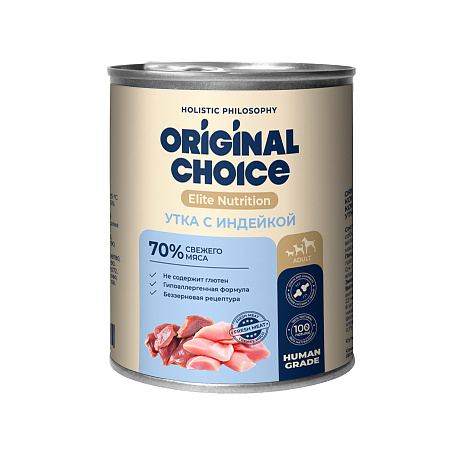 Купить original choice elite nutrition adult консервы для собак утка с индейкой