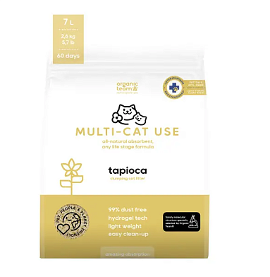 Organic Team Multi-cat Use комкующийся наполнитель для котят и кошек из маниоки