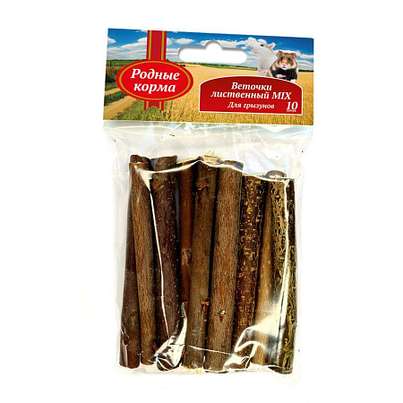 Купить Родные корма лакомство веточки лиственный mix для грызунов орех, ива, липа