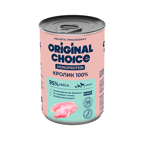 Купить original choice monoprotein adult консервы для собак всех пород кролик