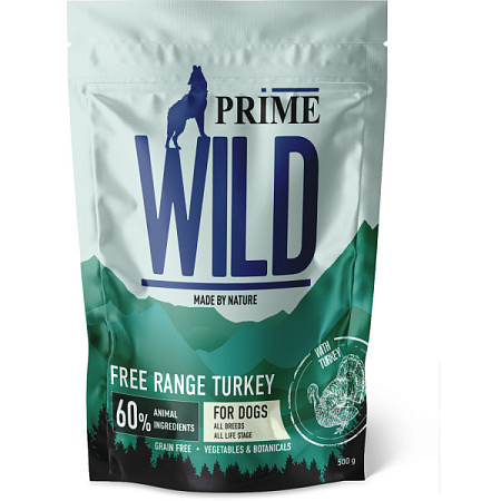 Купить prime wild gf free range сухой беззерновой корм для взрослых собак и щенков всех пород, с индейкой 