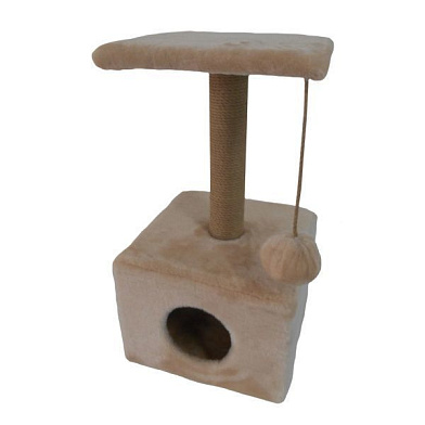 Homecat когтеточка для кошек домик с площадкой малый бежевый