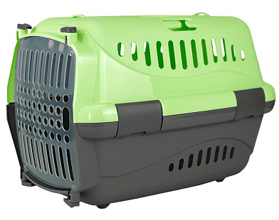 ZOOexpress переноска для собак и кошек с прозрачной пластиковой дверцей "Турне", зеленая