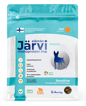 Купить jarvi сухой монопротеиновый корм для взрослых собак мелких пород с чувствительным пищеварением с телятиной