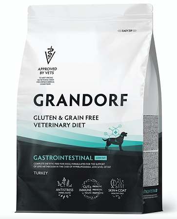 Купить grandorf veterinary diet dog gastrointestinal low fat полнорационный диетический корм для собак, способствующий регуляции метаболизма липидов при гиперлипидемии