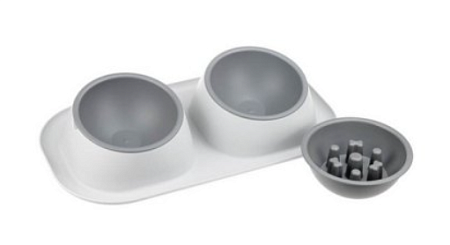 Купить homepet frost touch maxi миска двойная пластиковая с ограничителем кормления для собак, смоки